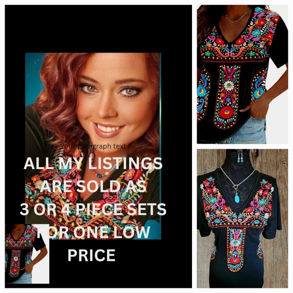 3 piece set. Top, Necklace and Earrings - Picture 1 of 8